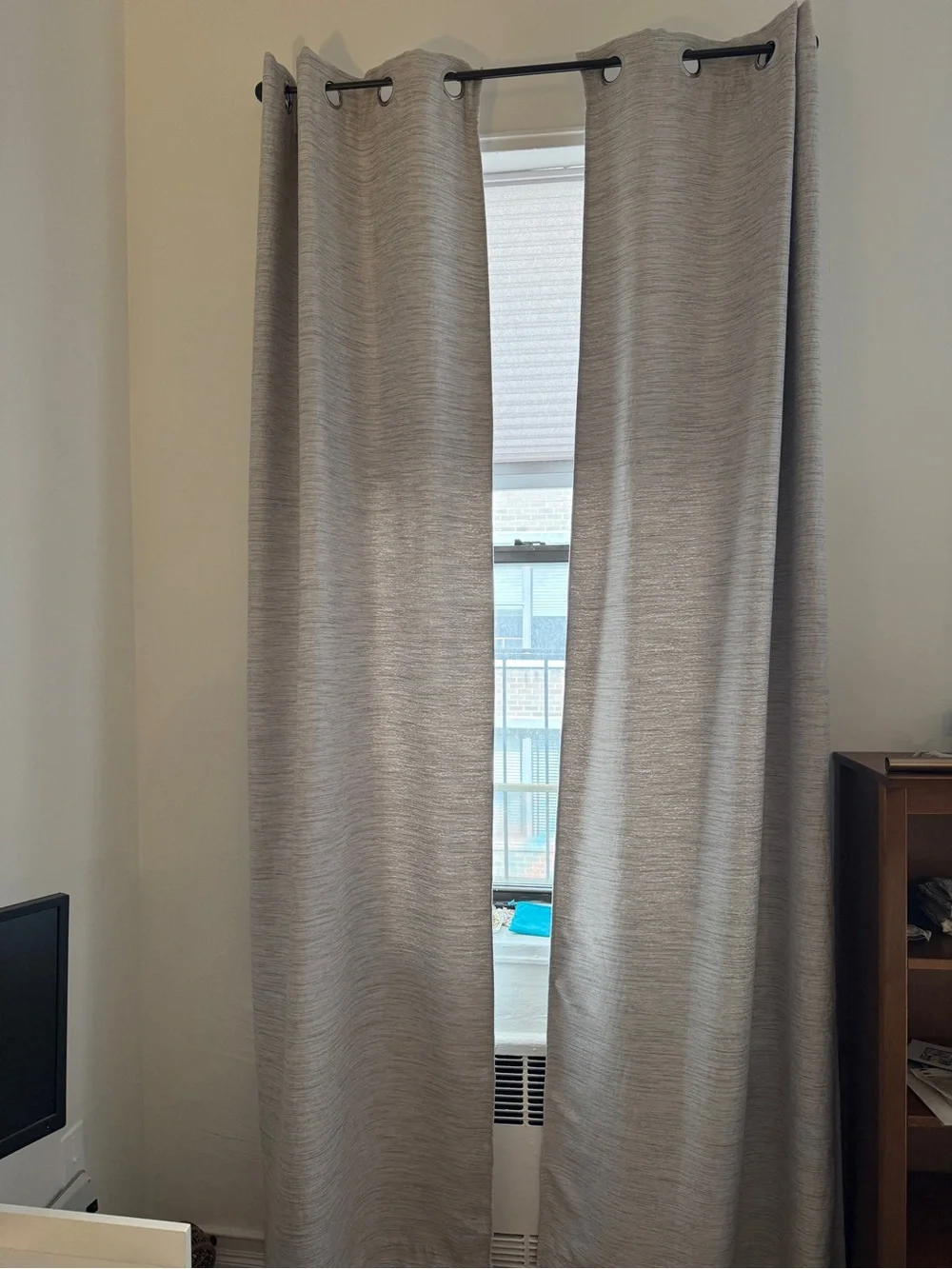 Neutral Gray Textured Grommet Curtain Panel - Home Accents